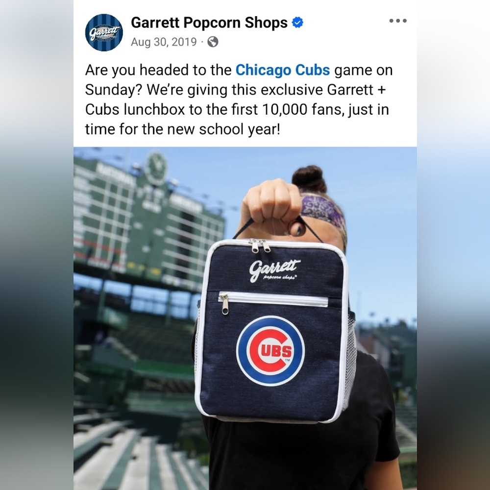 Chicago Cubs Anniversary Insulated Garrett Popcorn Cooler Bag With Tags 2019